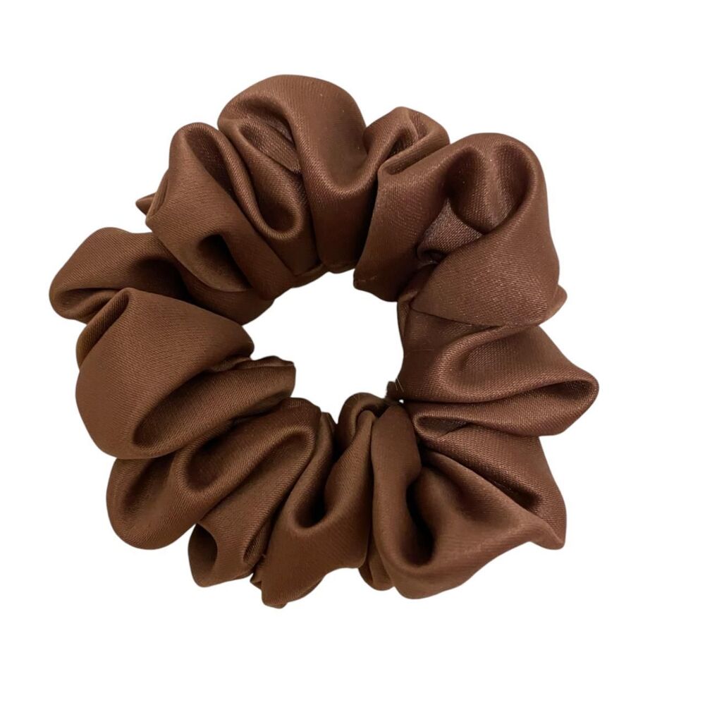 Women's Satin Hair Scrunchie. Brown. Mini. Resortwear. Party. Gifts. Casual.